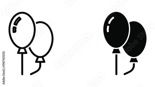 Two sets of balloons tied with strings and attached to weights