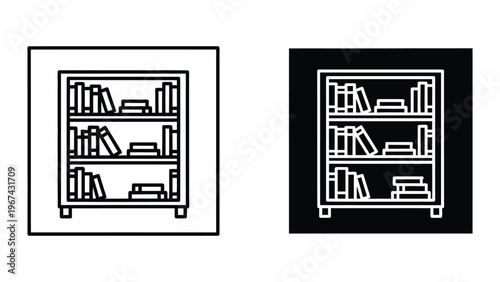 Contrast of a bookshelf in white background and black background settings