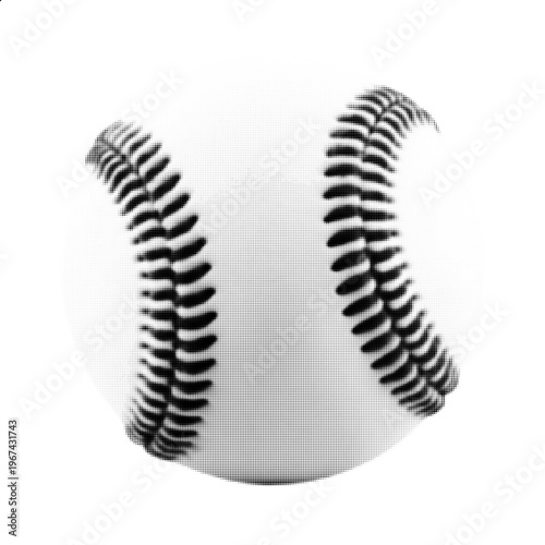 Baseball Halftone Style, Black and White Sports Ball Illustration, Minimal Isolated Object