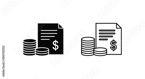 Money Documents and Coins Vector