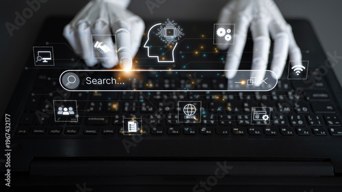 Fotografía Artificial intelligence AI search concept enabling smarter discovery, recommendations to digital services and knowledge