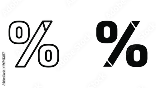 Contrasting styles of zero percent symbols with different visual designs and weights