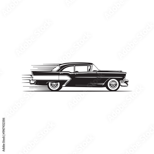 Old fashioned car black vector illustration vintage transport concept