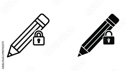 Secure and locked pencils symbolizing protected writing and information safety