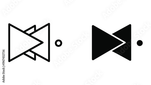 Contrast between abstract and solid play pause button icons