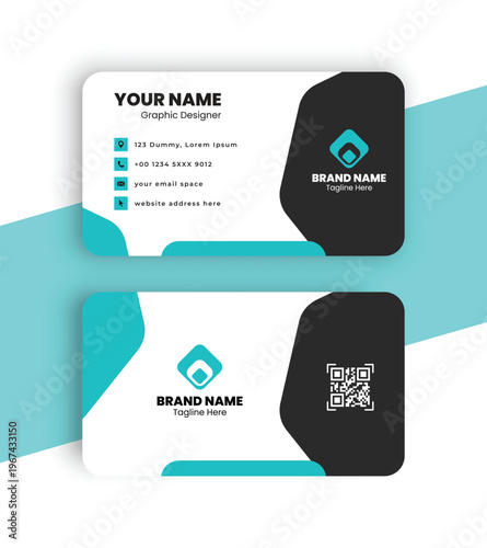 Modern Corporate Business Card Template with QR Code