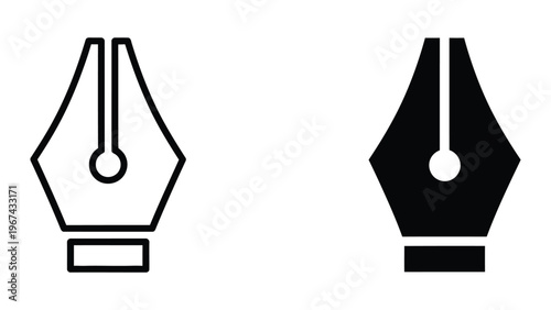 Comparison of a traditional fountain pen nib and a modern filled pen nib design
