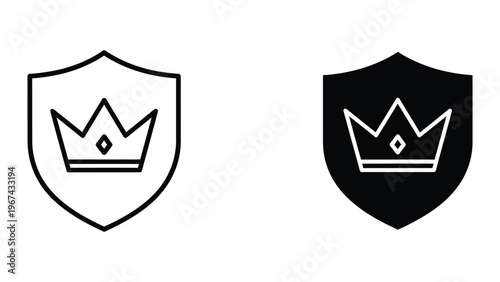 Contrasting heraldic shields featuring crown symbols in different color schemes