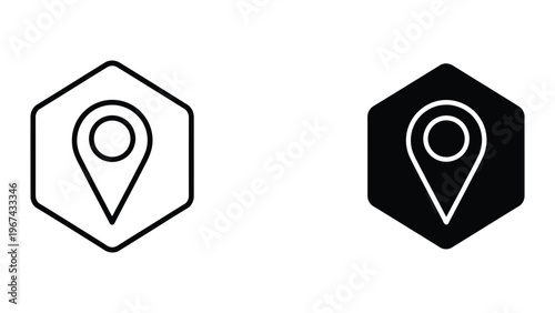 Contrasting location pin icons with different background styles