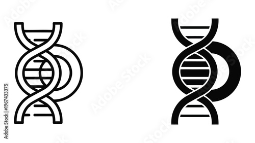 Illustration of dna helix structures with different visual styles