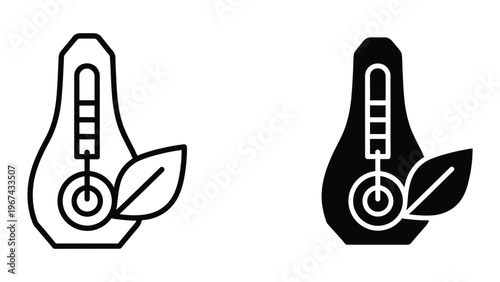 Thermometers depicting contrasting temperature readings within leaf icons