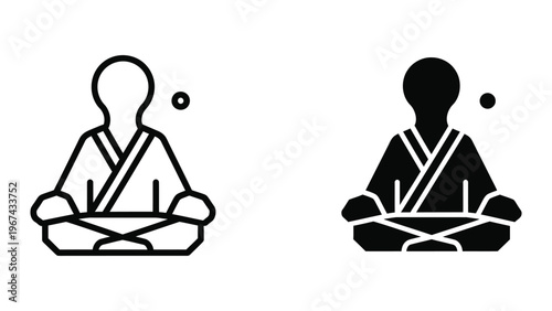 Contrast of meditative figures in traditional and modern silhouettes