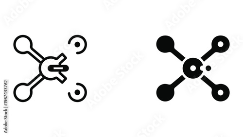 Contrast between traditional and modern network topology diagrams with central nodes and connections