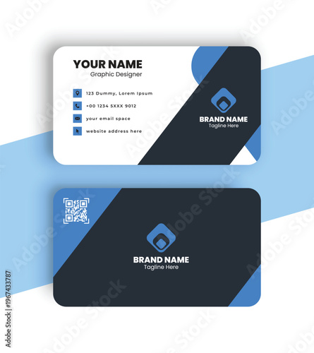 Modern Corporate Business Card Template with QR Code