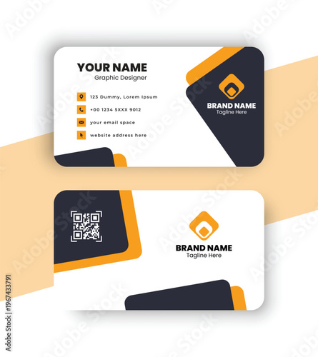 Modern Corporate Business Card Template with QR Code
