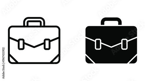 Contrast between a white and black classic briefcase icon design