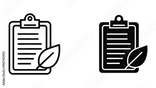 Foto Clipboards with leaf icons representing nature and documentation