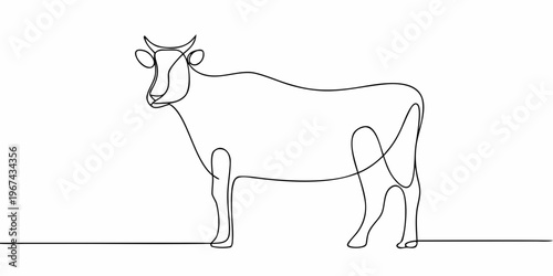 Minimalist one line drawing of a goat s head and body profile