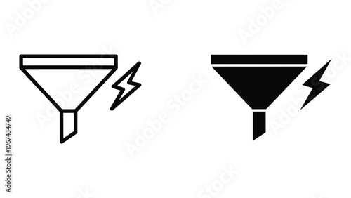 Comparison of active and passive funnel icons with energy symbols