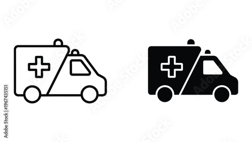 Comparison of ambulance vehicle icons in different styles