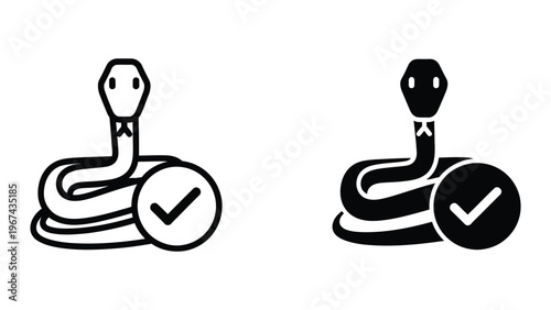 Contrasting cobras with checkmarks signifying approval or validation