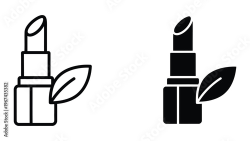 Contrast of traditional and modern lipstick packaging with leaf design elements