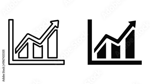 Comparison of upward trends in bar and line graph styles with varying thickness