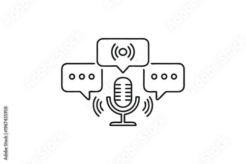 Smart assistant voice AI icon, abstract sound wave symbol for intelligent digital communication and technology