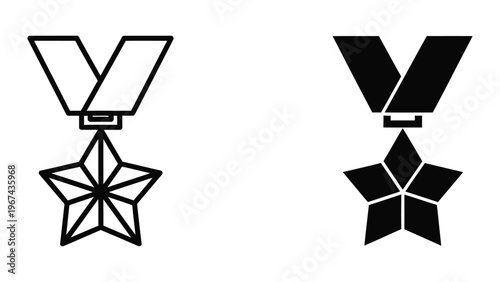 Comparison of two distinct military medal designs with star and ribbon variations