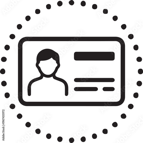 Identification card user profile badge icon for security identity business access member information blue flat vector
