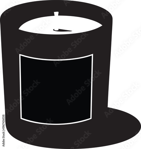 Black candle icon logo with flame and container, representing ambiance and light