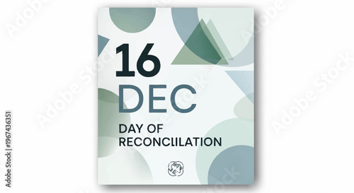 Day of reconciliation calendar icon with geometric shapes and date symbolizing unity and reflection