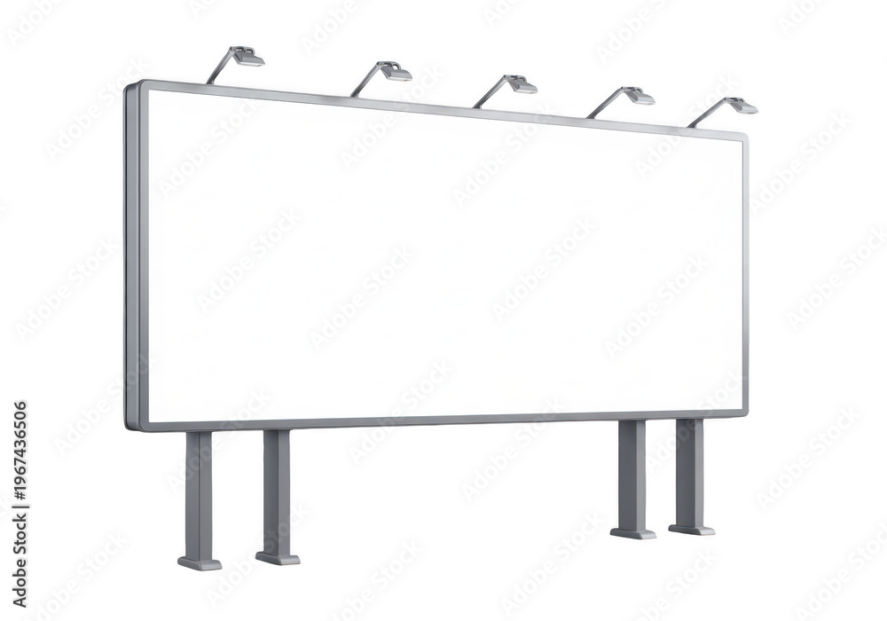 Obraz premium Large rectangular billboard structure with four support pillars and five overhead lighting fixtures