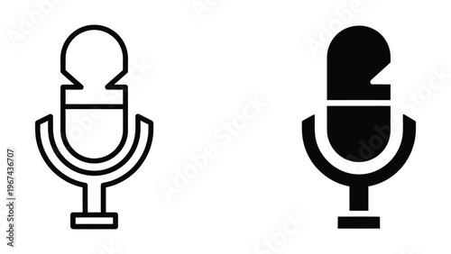 Contrast between active and inactive microphone icons in simple graphic design