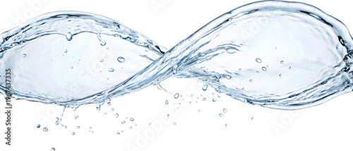 Water Infinity Splash Concept with Intersecting Liquid Streams and Dynamic Motion