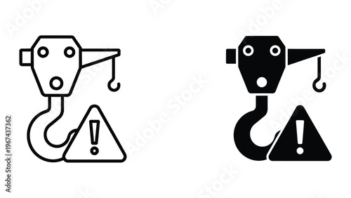 Safety warning symbols for hook and shackle lifting equipment