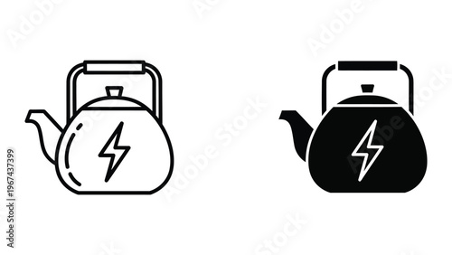 Comparison of traditional and electric kettle icons with lightning symbols
