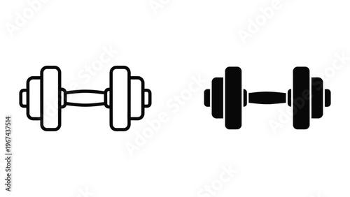 Comparison of traditional and modern dumbbell designs in black and white illustration