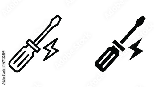 Illustration of a screwdriver with positive and negative symbols
