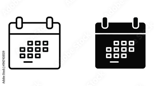 Contrasting calendar icons with light and dark themes for monthly planning views