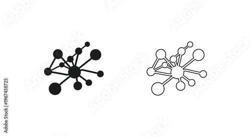 Molecular Structure Black and White Illustration Vector