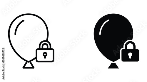 Secure and unsecured balloon hot air structures with lock symbols