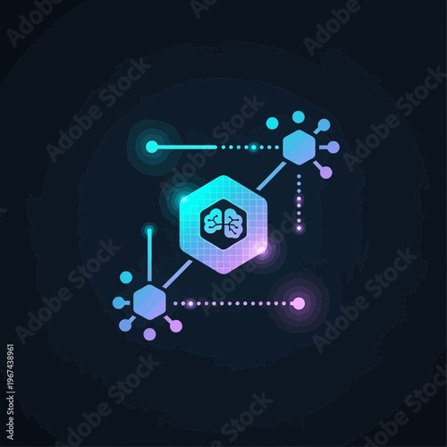Artificial intelligence brain network connection technology concept design.