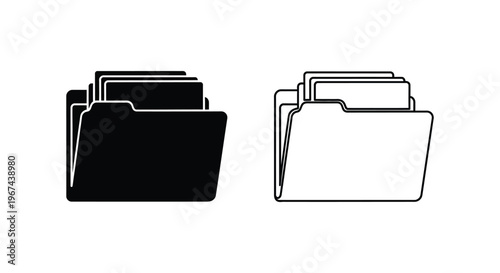 black and white folder icons Vector