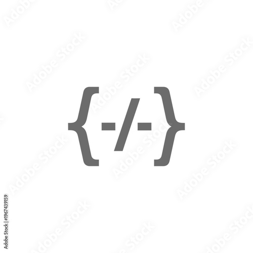 Code symbol with curly braces and a slash representing programming and coding concepts.