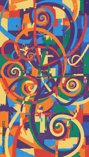 Vibrant abstract art swirls