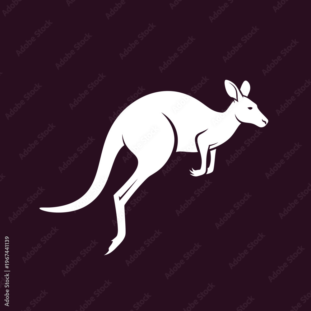 Obraz premium White kangaroo silhouette leaping against a dark background isolated image.