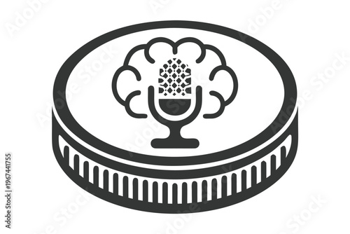 AI voice assistant icon, smart speaker symbol for digital technology and modern communication