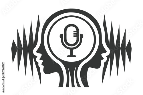 AI assistant icon, voice control symbol for smart technology and digital communication