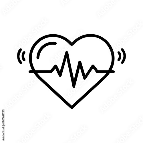 Abnormal Heartbeat Alert Line Icon. ECG Warning Signal, Cardiac Arrhythmia Notification, Heart Rate Alarm, Medical Outline Icon